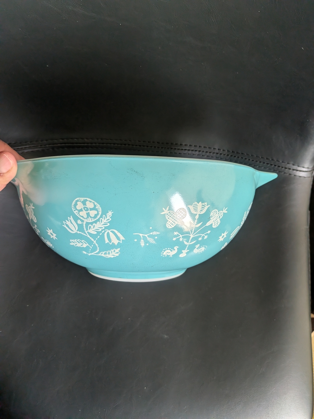 Vintage Rare Pyrex  Promo Needlepoint Embroidery Turquoise Cinderella Bowl